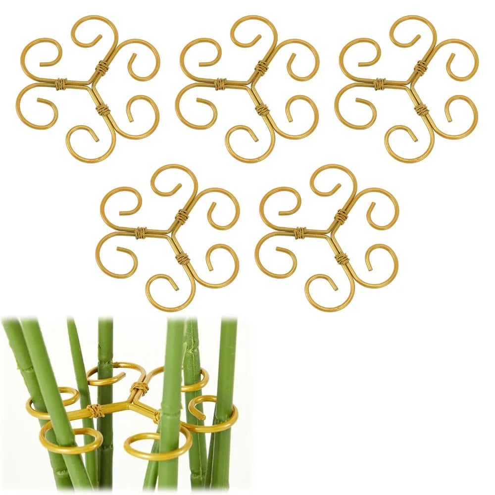 5-Pack Gold Iron Monstera Plant Stem Support Rings | Reusable