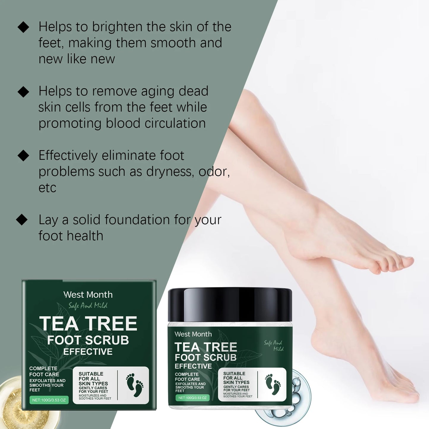 Tea Tree Sea Salt Exfoliating Foot Scrub – Smooth Cracked Heels
