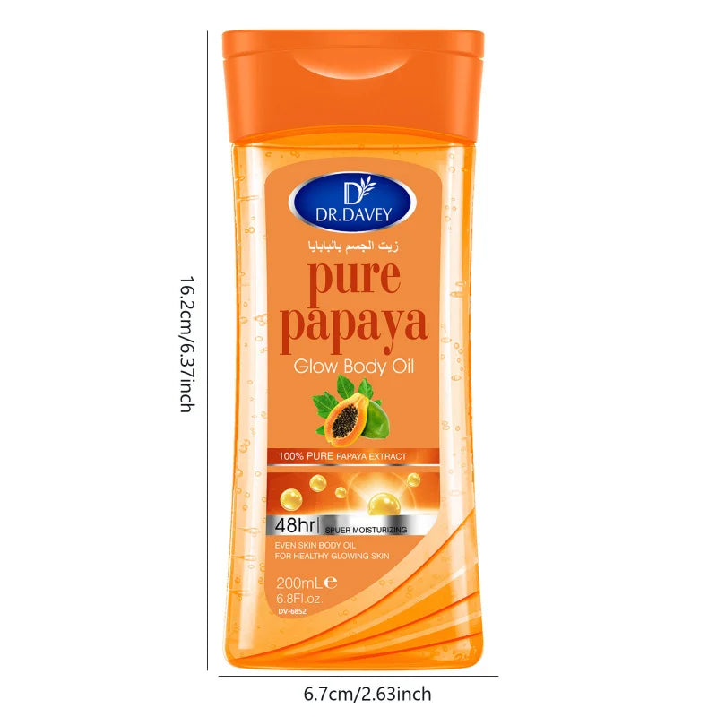 2pcs 200ml Papaya Glow Body Oil Body Skin Care Oil Moisturizing and Hydrating Care Suitable for All Seasons Body Face Hand Peaceful Pleasures Health and Wellness
