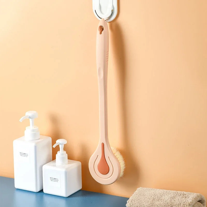 Long-handled Soft-bristled Bath Brush Bathroom Back Scrubbing Ball Brush Mud Scrubbing Magic Tool To Wipe The Back Bath Brush Peaceful Pleasures Health and Wellness Elegance pink
