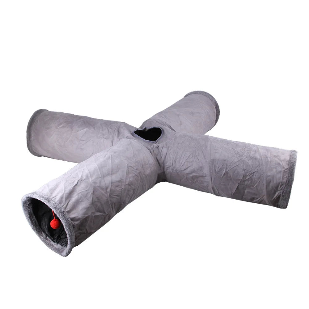 Cat Tunnel Tube Kitty Tunnel Bored Cat Pet Toys Peek Hole Toy Peaceful Pleasures Health and Wellness B18409 Grey