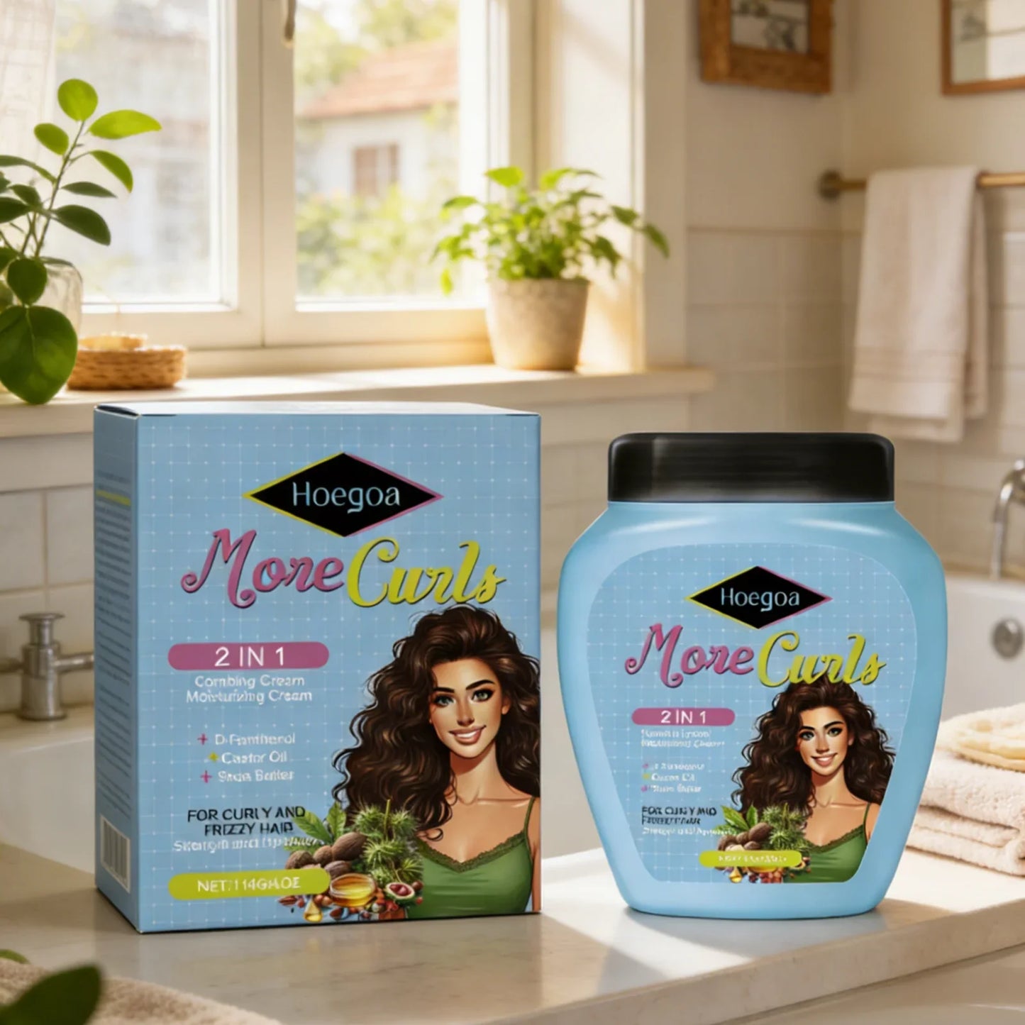 Hoegoa 2-in-1 Combing Cream – Anti-Frizz & Shine 114g