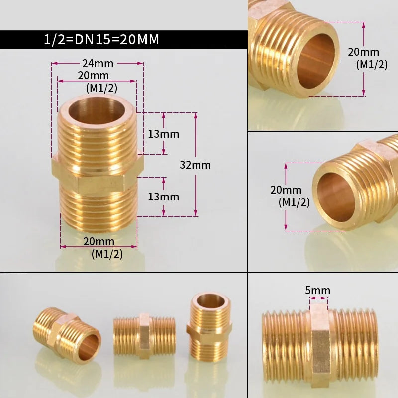 Brass M22 Hex Nipple Adapter 14mm 15mm Pressure Washer Fitting