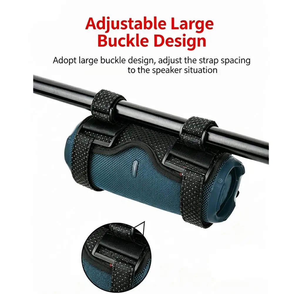Adjustable Anti‑Slip Speaker Mount Strap Holder Universal Bicycle Speaker or Water Cup Bracket for Bike Golf Cart Boat Railing Peaceful Pleasures Health and Wellness