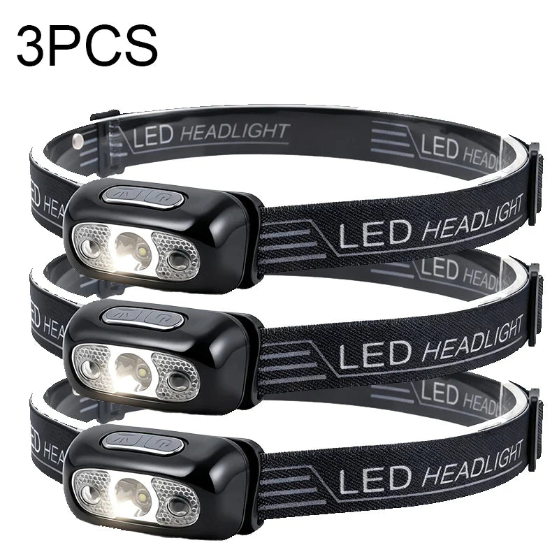LED Sensor Headlamp USB Rechargeable – 8 Modes, Waterproof