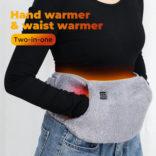 Electric Hand & Waist Warmer Winter Warming Heater for Hands USB Rechargeable Soft Velvet Washable 3 Temprature Adjustable Peaceful Pleasures Health and Wellness
