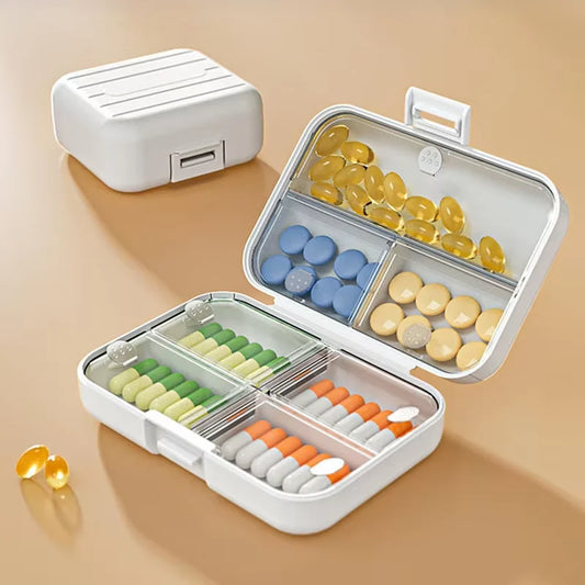 7 Grids Compact Mini Pill Case Double Sealed Medicine Container Weekly Split Lockable Drug Storage Daily Pill Organizer Peaceful Pleasures Health and Wellness