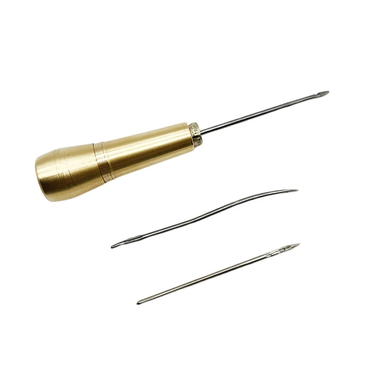 4PCS/SET Copper Handle Sewing Awl Stitcher Shoe Repair Tool Kit for DIY Sewing Canvas Leather Repairing Leather Craft Kit Tools Peaceful Pleasures Health and Wellness