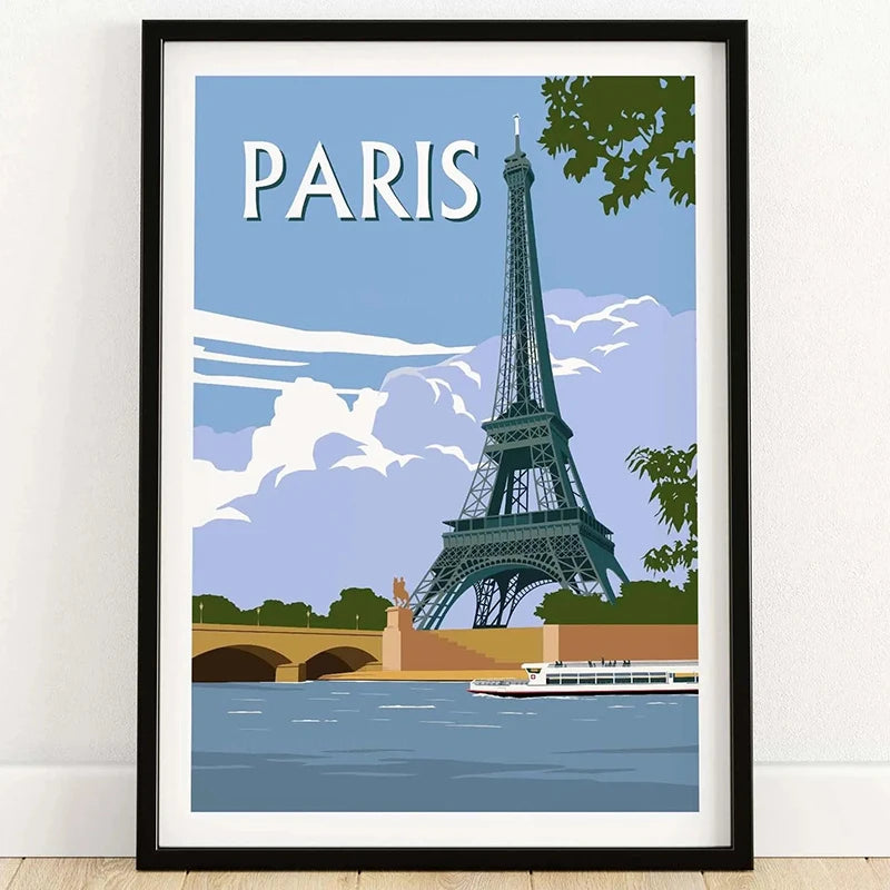 Paris Eiffel Tower Canvas Wall Art | France Travel Poster
