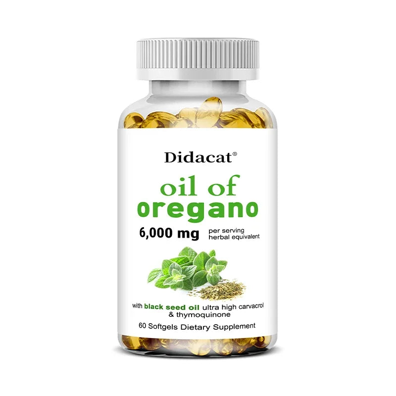 Oregano Oil Softgels Capsules - Contains Black Seed Oil, Promotes Digestion & Intestinal Health, Antioxidant, Improve Immunity H Peaceful Pleasures Health and Wellness 60 count-1 bottle