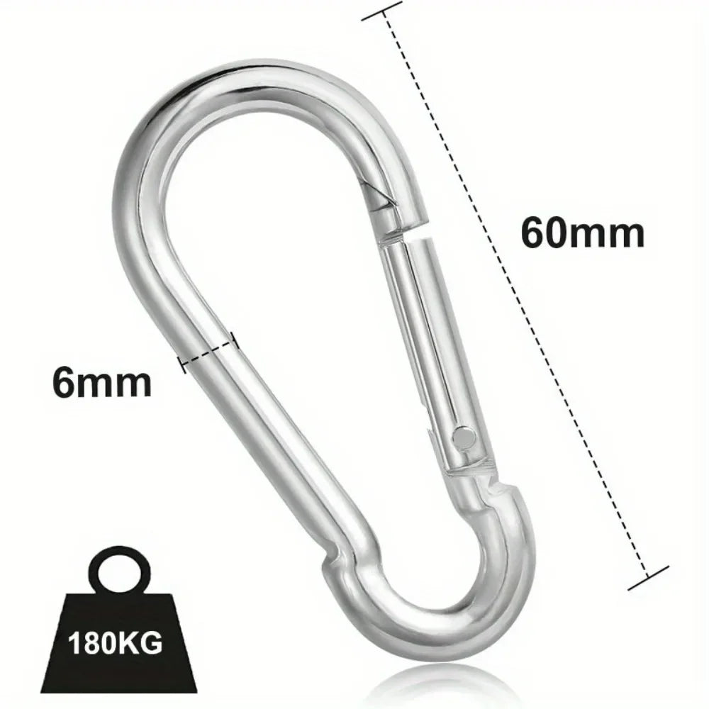 12-Pack Stainless Steel Carabiner Set | 180kg, Rust-Resistant