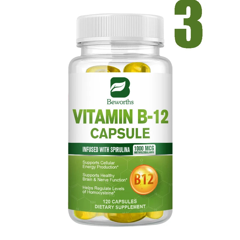 Organic Vitamin B12 Capsules 1000mcg – Energy, Brain & Nerve Support Peaceful Pleasures Health and Wellness 3Bottles United States