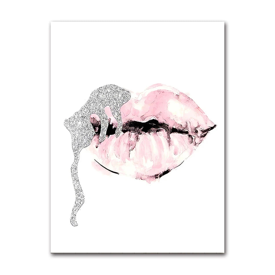 Modern Fashion Canvas Wall Art | Women Lips High Heels Poster