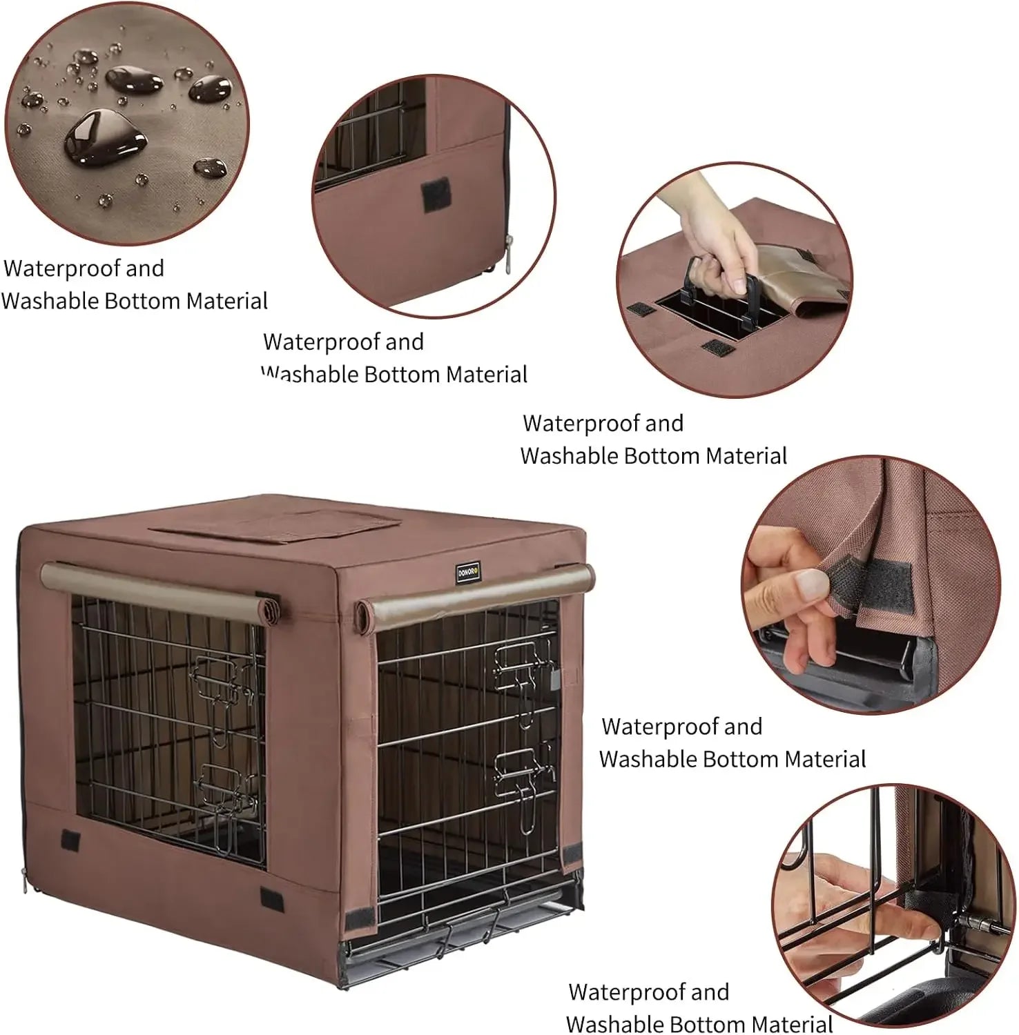 Collapsible Double Door Dog Crate for Small Medium Dogs, Indoor Kennel with Removable Tray and Cover (Brown, 30x19x21 Inches) Peaceful Pleasures Health and Wellness