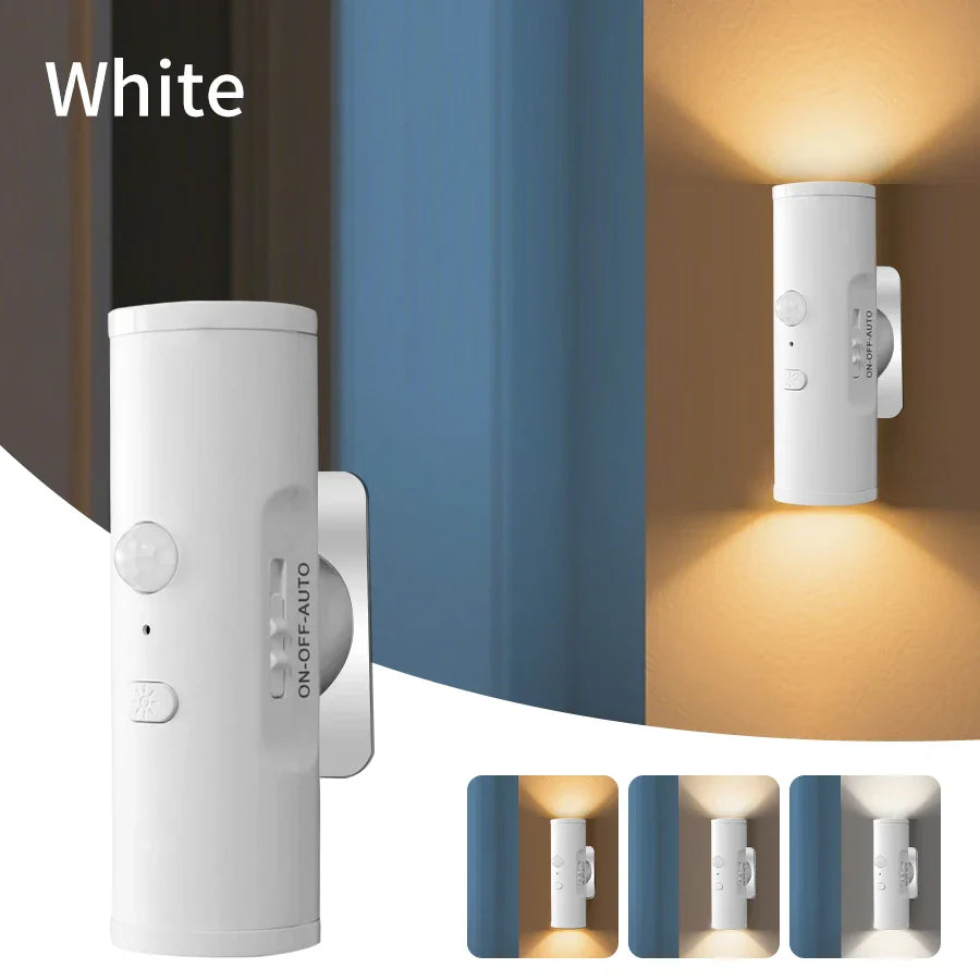 Motion Sensor LED Wall Light – Rechargeable 3-Color Spotlight
