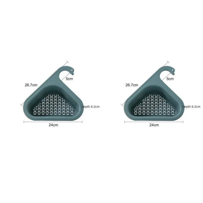 Kitchen Sink Drain Strainer Basket Leftover Garbage Filter Swan Shape Hanging Vegetable Washing Drainer Triangular Storage Rack Peaceful Pleasures Health and Wellness blue 2pcs