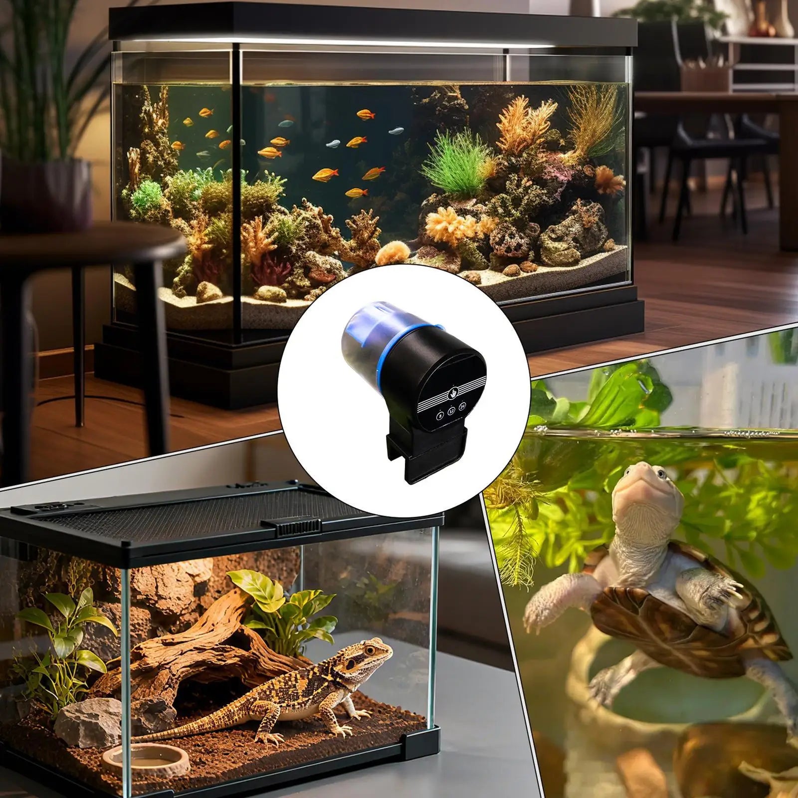 3-Mode Adjustable Fish Tank Feeder Dispenser Smart Rechargeable Auto Feeder Fish Tank for Turtle Betta for Home Office Apartment Peaceful Pleasures Health and Wellness