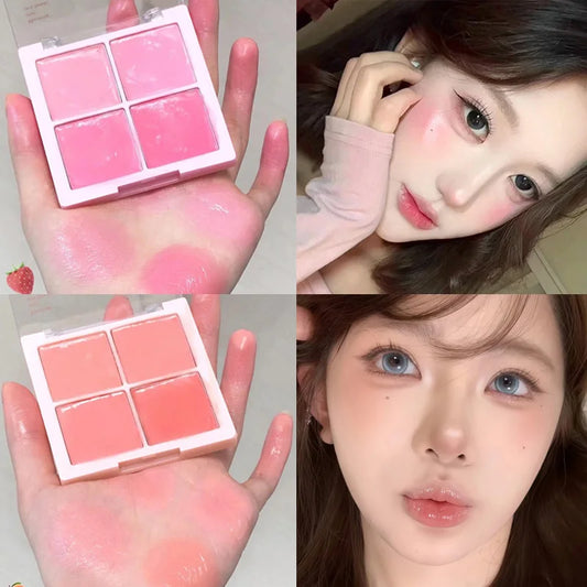 DIKALU 4-Color Cream Blush Palette – Pink Peach Natural Glow Cream Blush Palette Peaceful Pleasures Health and Wellness