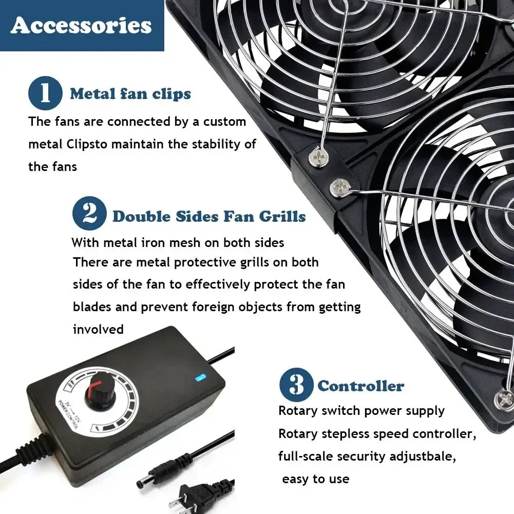 120mm 3000RPM Fan Cooling with Controller 12cm 12V 220V Btc Machine Chassis Workstation Cabinet Radiator Server Fan Peaceful Pleasures Health and Wellness