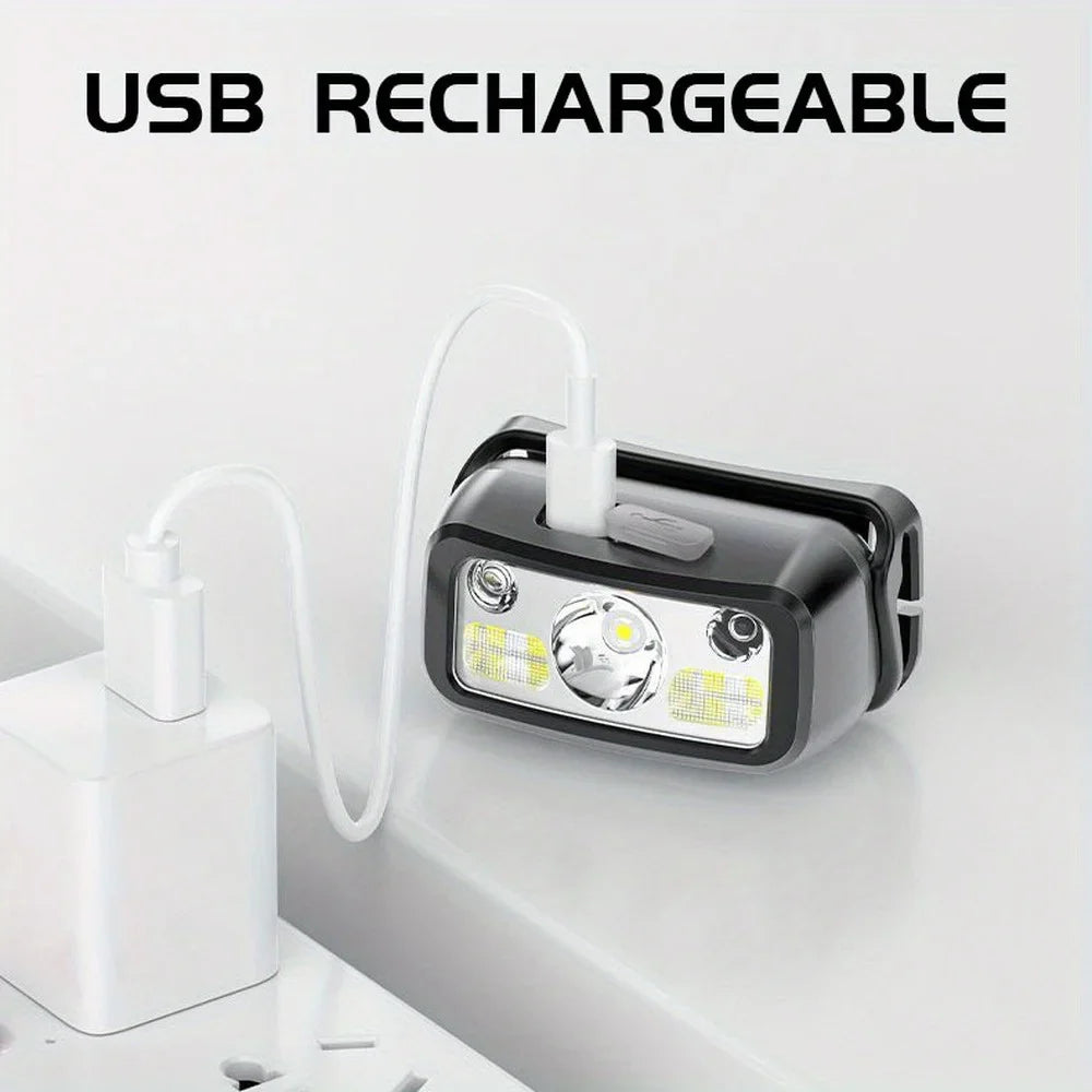 LED Sensor Headlamp USB Rechargeable 300LM – Camping & Fishing