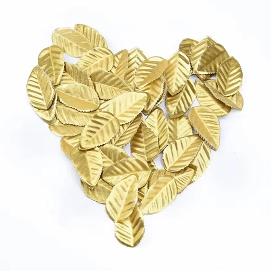 Silk Rose Gold Leaves Artificial Flowers | 100/200 Pcs Wedding Decor