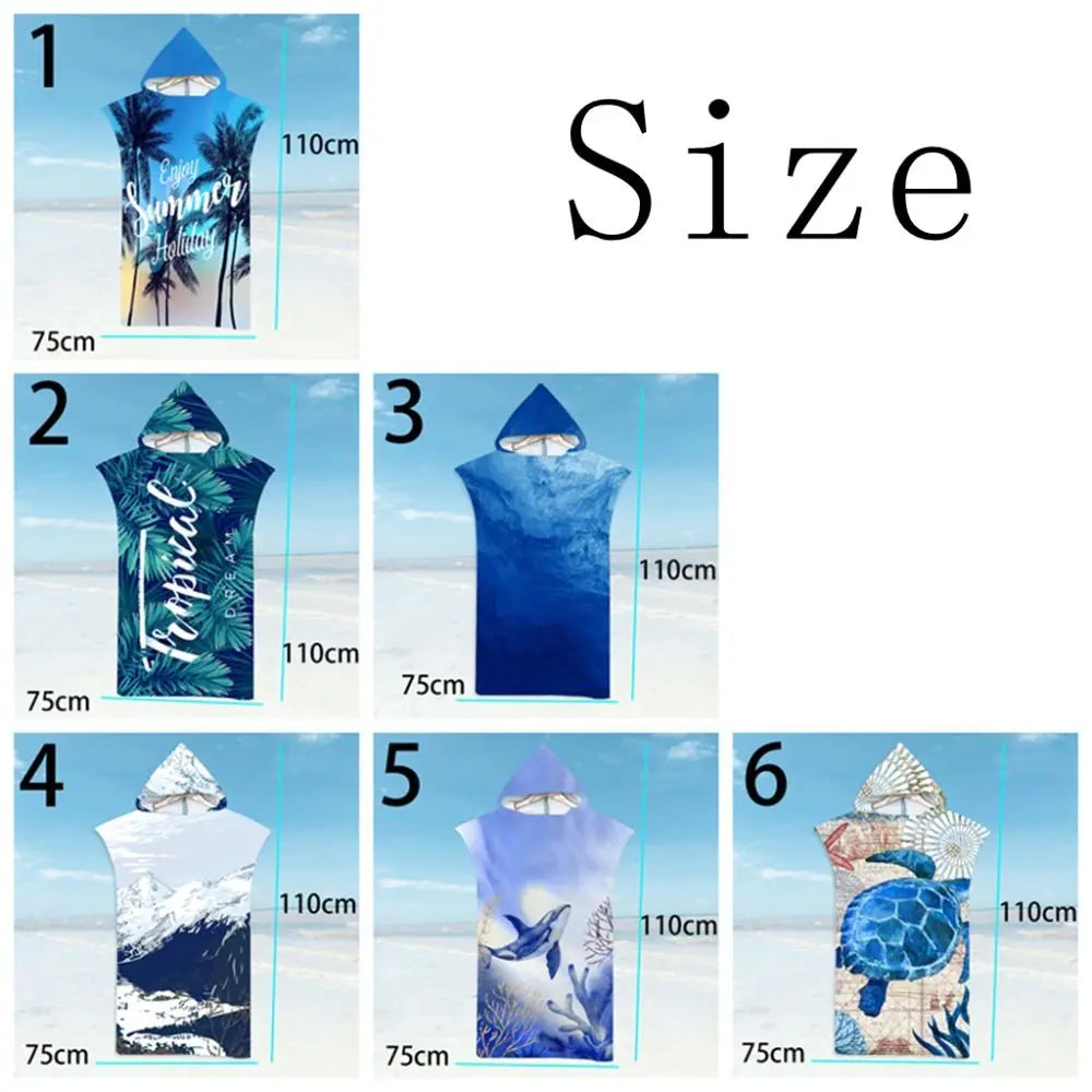 Hooded Surf Poncho Changing Robe | Quick-Dry Microfiber Towel