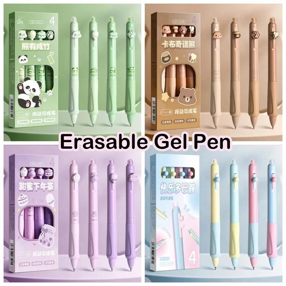 Kawaii Aesthetic 1PC Thermal Eraser Pen Cartoon Black Blue Ink Erasable Gel Pen INS Cute 0.5mm Neutral Pen Student Peaceful Pleasures Health and Wellness