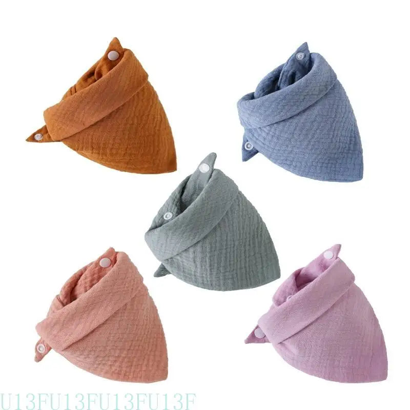 5-Pack Soft Cotton Baby Bandana Bibs | Snap Button Drool Cloths
