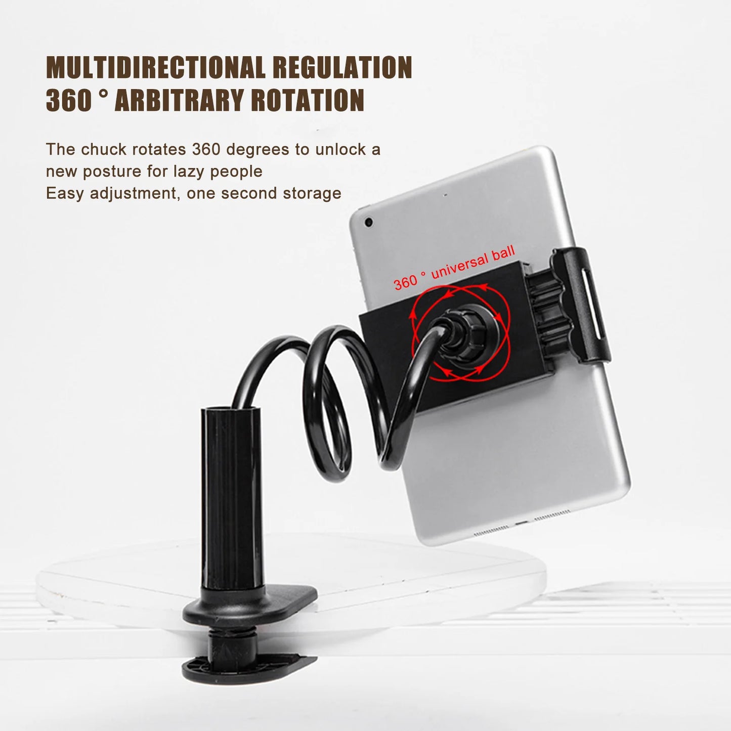 Universal 360° Flexible Cell Phone Holder Arbitrarily Curved Clamp on Desk Mobile Phone Stand for Desk Clip Bracket Clamp Stand Peaceful Pleasures Health and Wellness