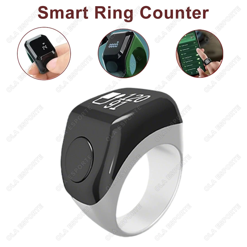 Smart APP Ring Counter Portable Digital Display Counter Bluetooth Counting Ring Time Vibration Reminder Wearable Tally Counters Peaceful Pleasures Health and Wellness White 22