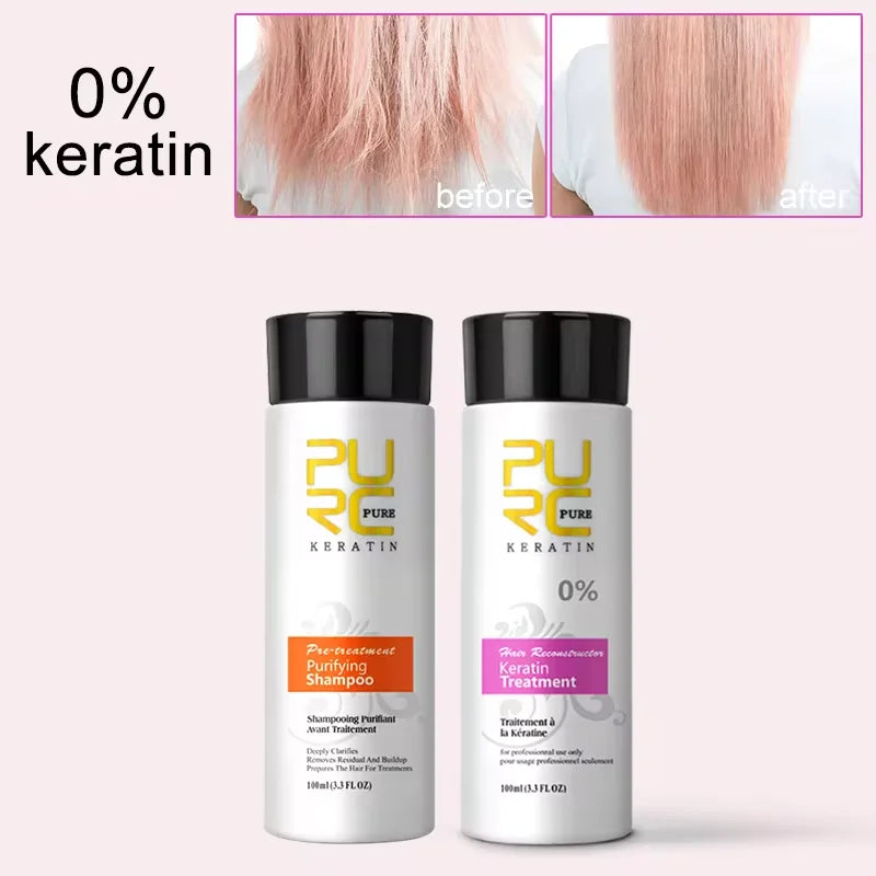 PURC Brazilian Keratin Purifying Shampoo Set Smoothing Straightening Keratin Hair Treatment Repair Curly Hair Care Products Peaceful Pleasures Health and Wellness 0 percent keratin China Mainland