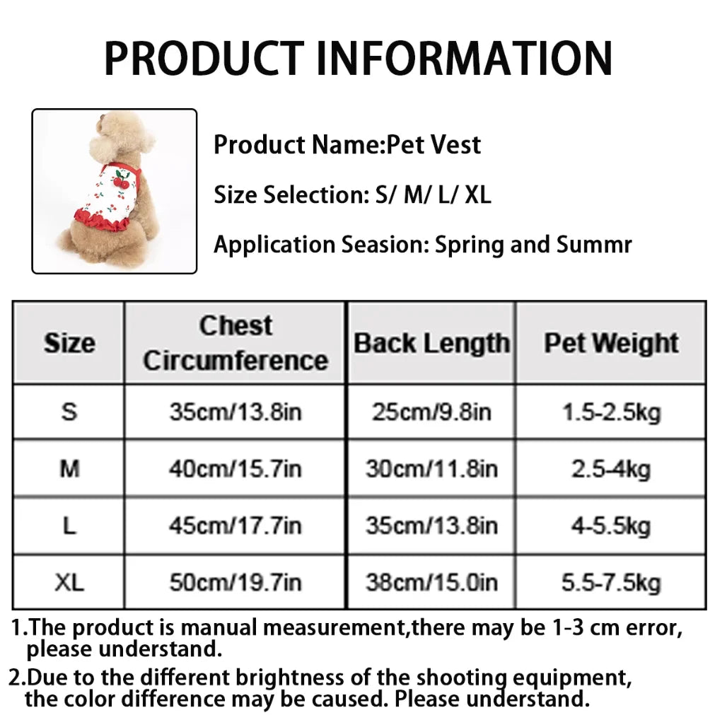 Cute Cherry Pet Vest | Breathable Summer Dog & Cat Clothes