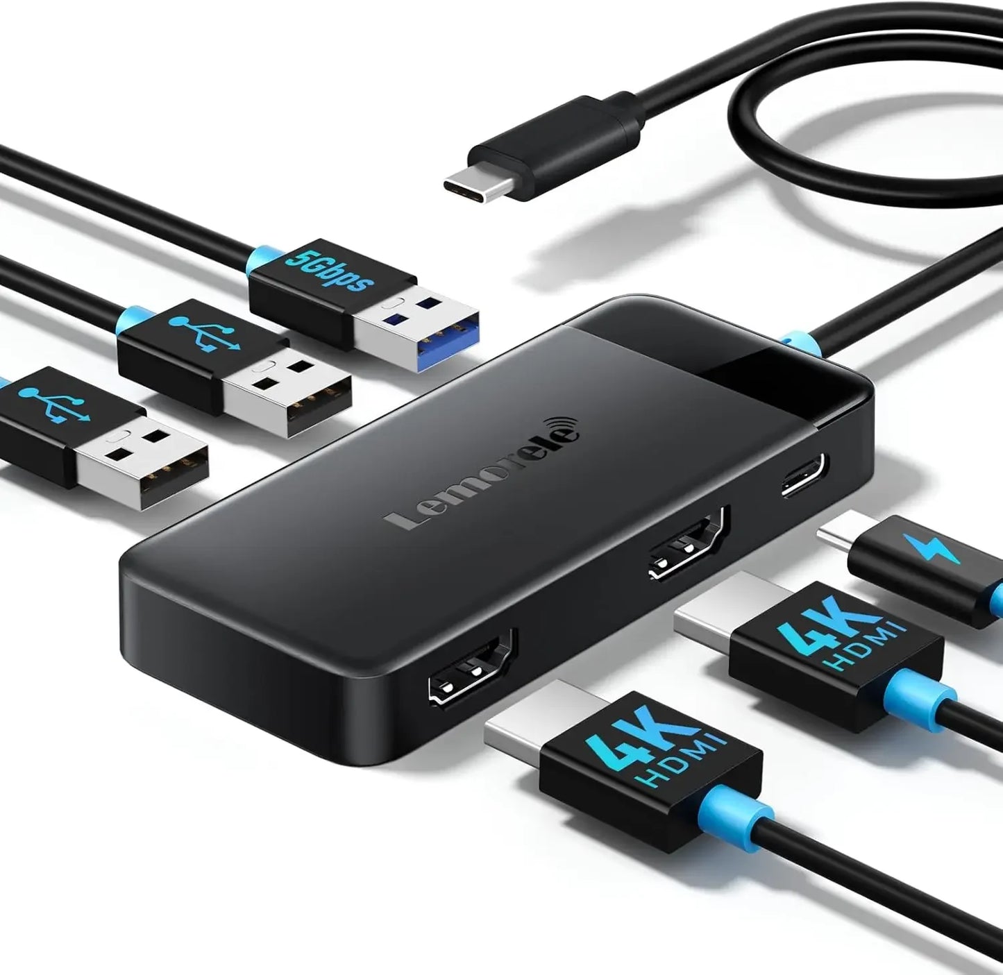 6-in-1 USB C Docking Station: Dual HDMI 4K, 5Gbps USB 3.0, 100W PD Charging for Laptops Peaceful Pleasures Health and Wellness United States