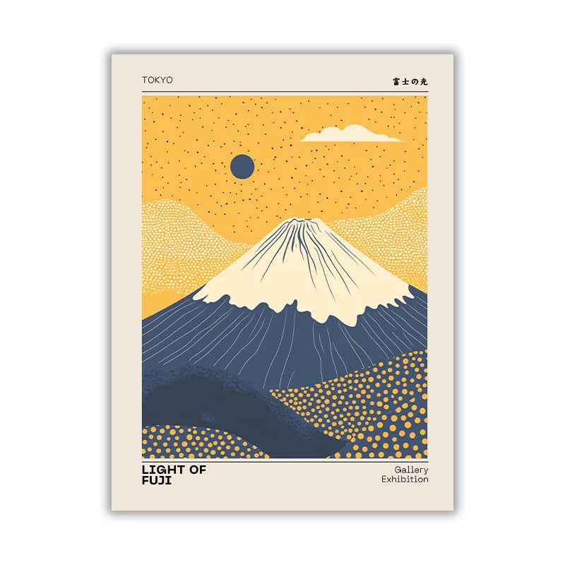 Japanese Ukiyo-e Canvas Poster – Mt. Fuji, Cranes & Cherry Blossom Canvas Wall Poster Peaceful Pleasures Health and Wellness DEWZ485 55x75cm
