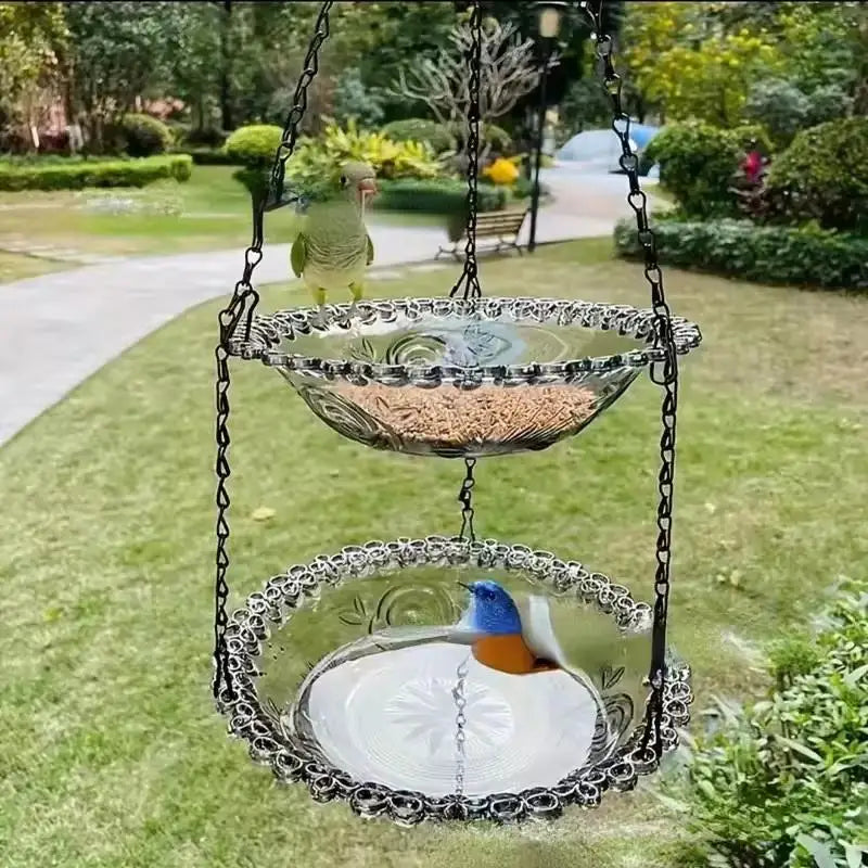 Flower-Shaped Hanging Bird Feeder & Birdbath | Garden Decor