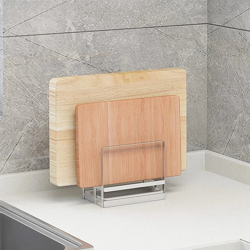 New Practical 304 Stainless Steel Cutting Board Frame Pot Cover Kitchen and Household Cutting Board Storage Rack with Water Tray Peaceful Pleasures Health and Wellness