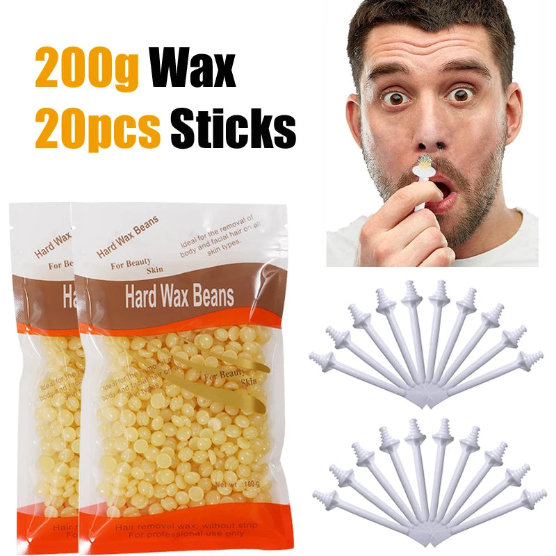 100-Piece Nose Wax Kit – At-Home Nose Hair Removal Set Nose Hair Wax Kit Peaceful Pleasures Health and Wellness 200gHoney-Stick20P
