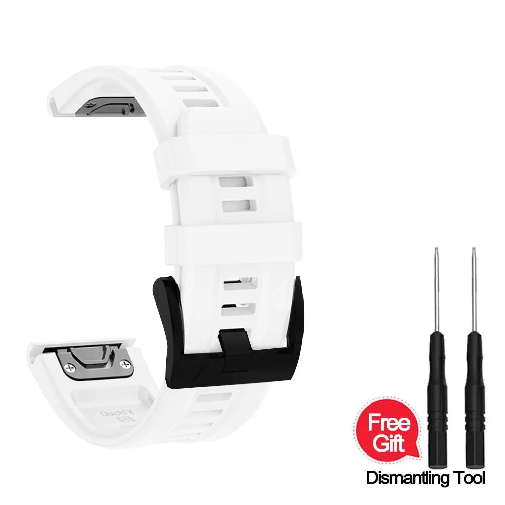 Silicone Quick Release Band for Garmin Fenix 7/5/6X | 22–26mm Peaceful Pleasures Health and Wellness White 22mm