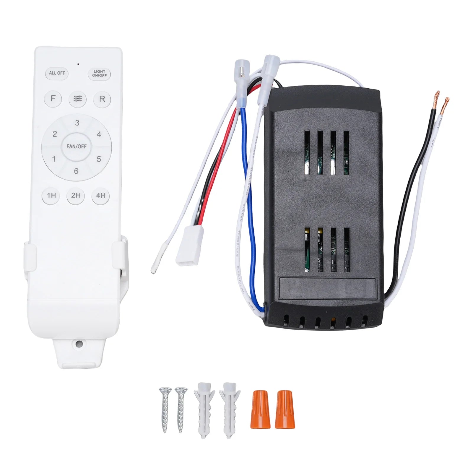 Ceiling Fan Controller Receiver 6 Speeds Ceiling Fan Light Remote Control Kit Long Distance Timer for Replacement Peaceful Pleasures Health and Wellness black