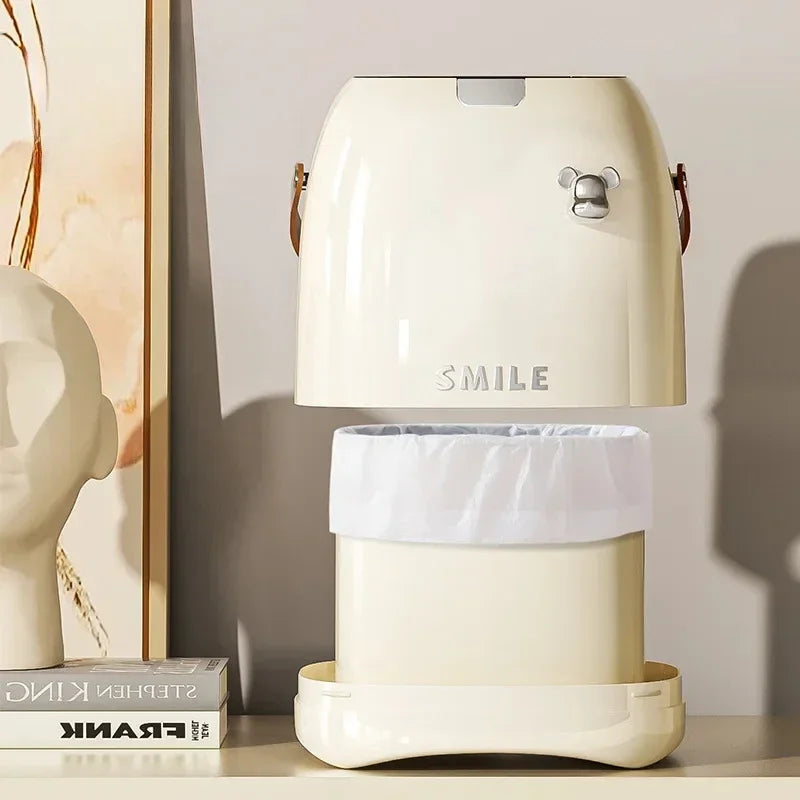 Desktop Decoration Wastebasket Trash Can Small Paper Basket Recycle Bin Handle Tissue Storage Box Deluxe Mini Household Cleaning Peaceful Pleasures Health and Wellness
