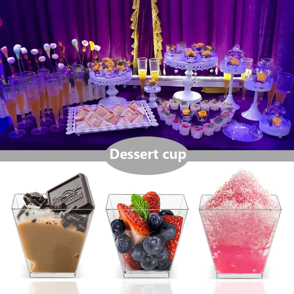 20/50/100Pcs 2oz mini disposable 60ml square Dessert Sample Cups Reusable Small Tasting Party Serving Bowl Cake Ice Cream Cups Peaceful Pleasures Health and Wellness