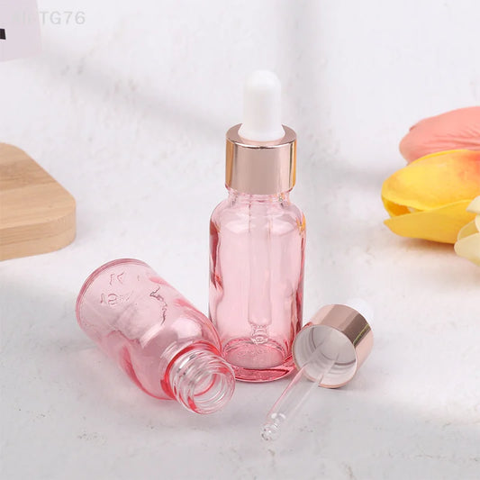 Pink Glass Dropper Bottles 5–100ml | Refillable Rose Lid Glass Dropper Bottle Peaceful Pleasures Health and Wellness