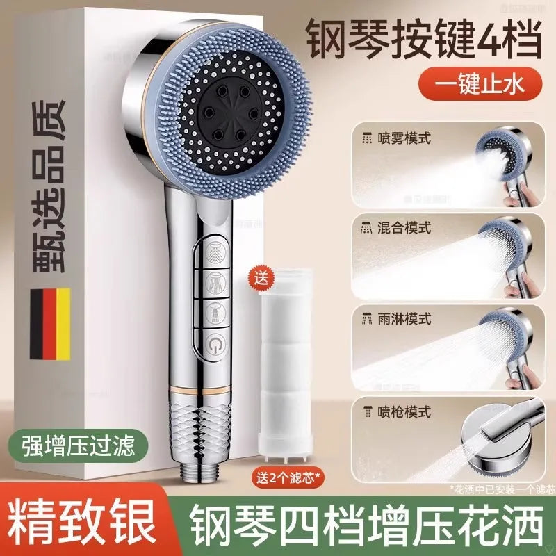Filtered High-Pressure Handheld Shower Head | 4 Spray Modes
