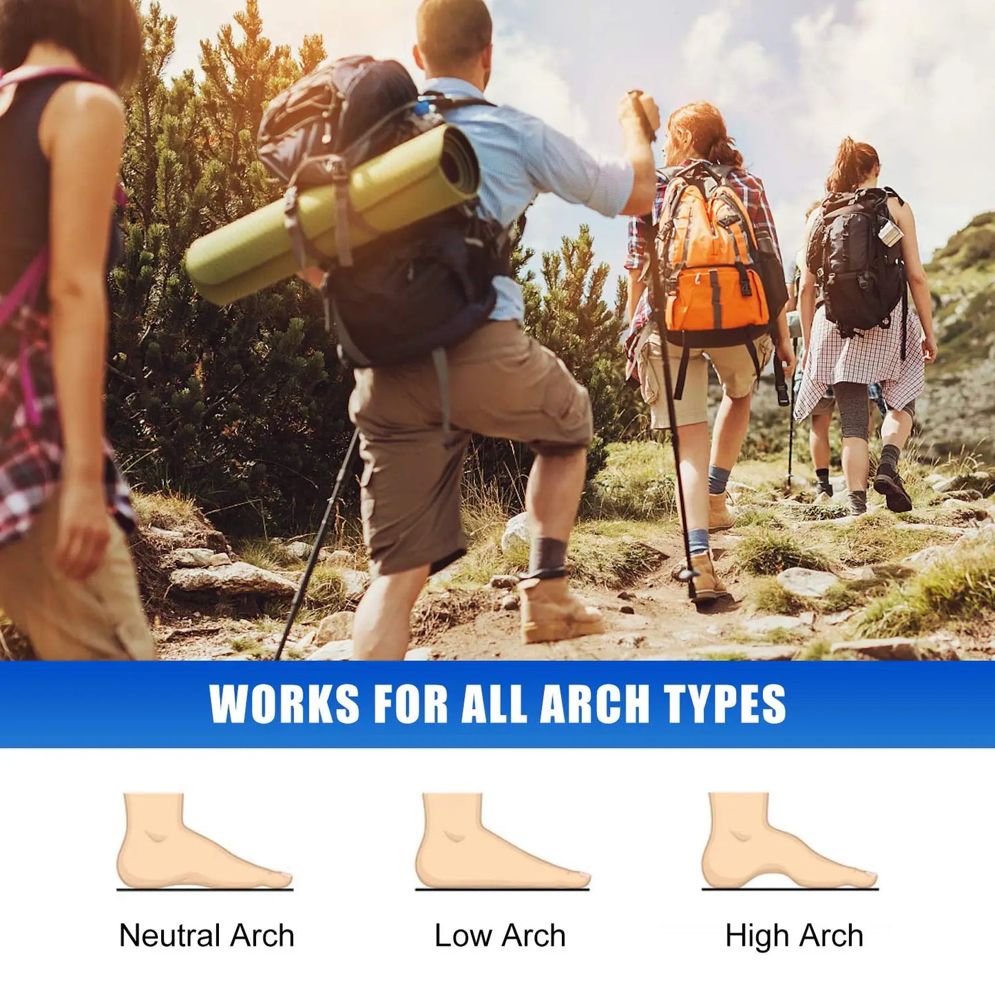 1Pair Arch Support Plantar Orthotic Insoles for Men and Women, Plantar Fasciitis Pain Relief & PU Shock Absorption for Flat Feet Peaceful Pleasures Health and Wellness