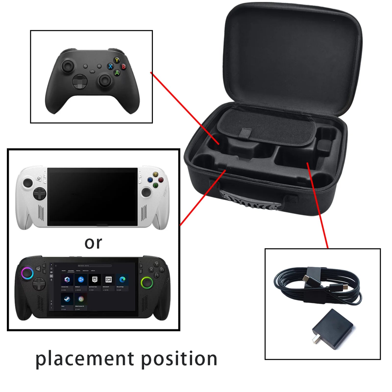 Portable Large-Capacity Carrying Case Shockproof Game Console Storage Bags For ROG XBOX Ally/ROG XBOX Ally X Gaming Accessories Peaceful Pleasures Health and Wellness