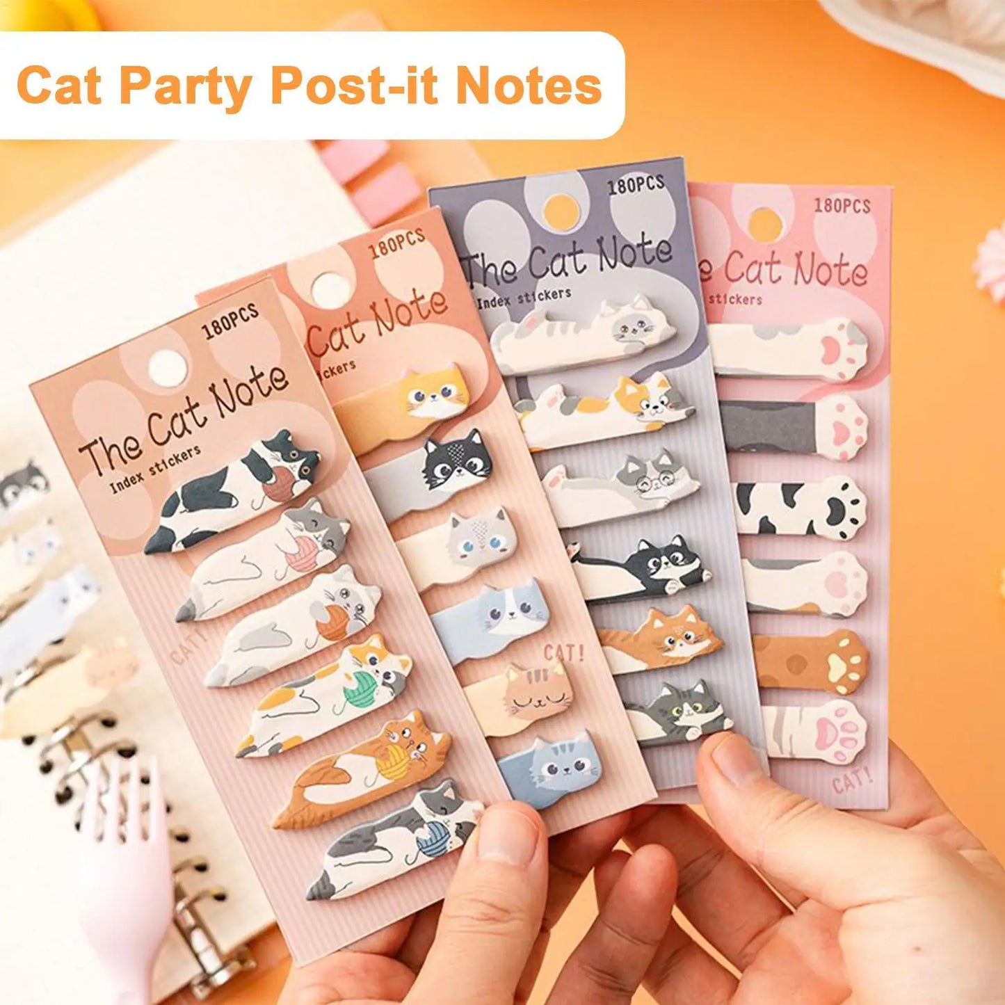 Cute Cat Sticky Notes 180 Sheets of Adorable Cartoon Memo Pads Fun & Functional for Office & School, Women, Students, Teachers Peaceful Pleasures Health and Wellness