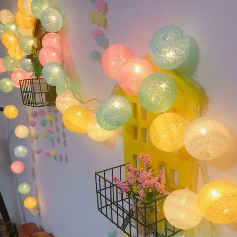 20 LED Cotton Ball String Lights – Fairy Garland Home & Garden