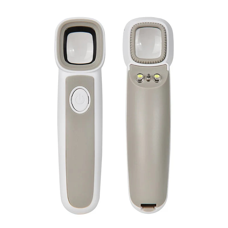 Handheld Magnifier 2Led Light 1Uv Currency Verification Square Lens Antique Jewelry Appraisal Collection Magnifying Glass Peaceful Pleasures Health and Wellness 2