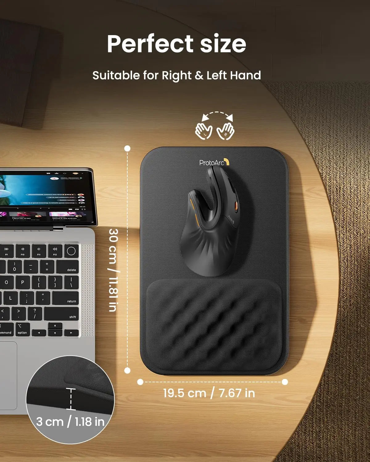 Ergonomic mouse pad with wrist rest, mouse pad with massage design, soft memory foam and non-slip PU base for pain relief. Suita Peaceful Pleasures Health and Wellness