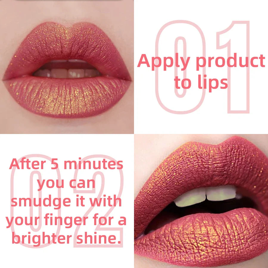 KAFURUX Glitter Metallic Lip Gloss – 14 Colors Long-Lasting